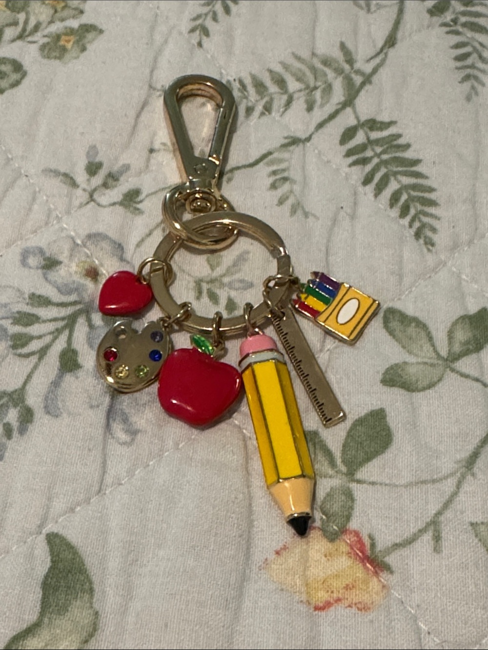 True To Form Teacher Key Chain Gold Tone Bag Clip Apple School